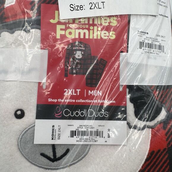Jammies For Your Families Cuddl Duds Papa Bear Red Buffalo Pajamas Mens 2XLT - Picture 5 of 8